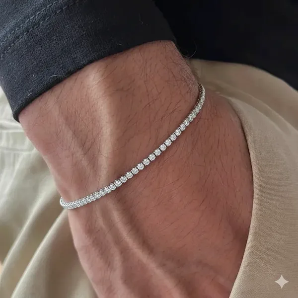 White_Brass_Diamond_Cz_Adjustable_Tennis_Bracelet_For_Women